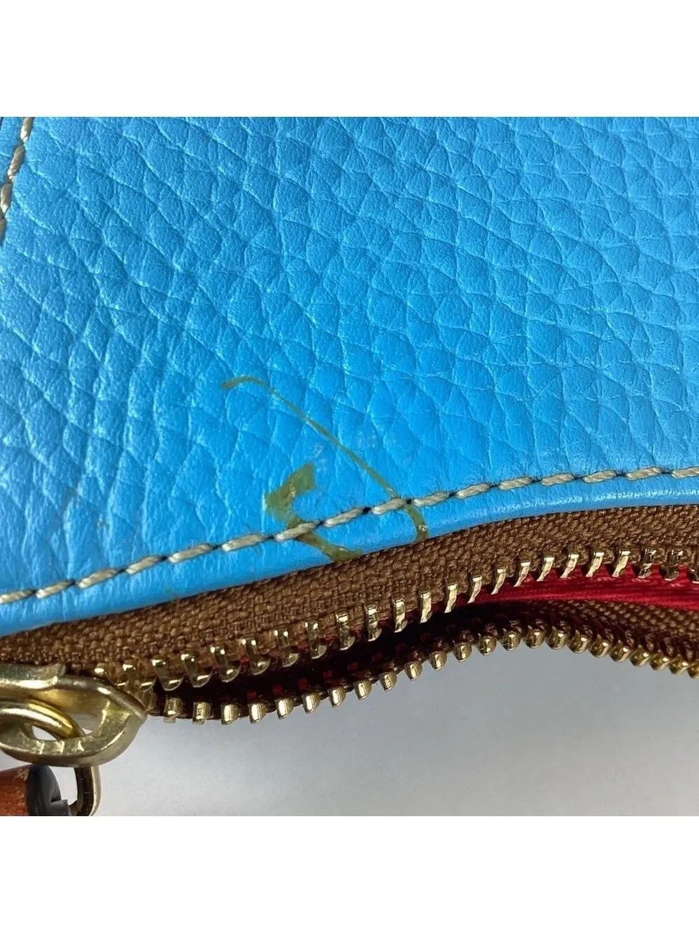 Dooney & Bourke Kiley Aqua Blue Brown Hobo Shoulder Bag Pebble leather Purse guc